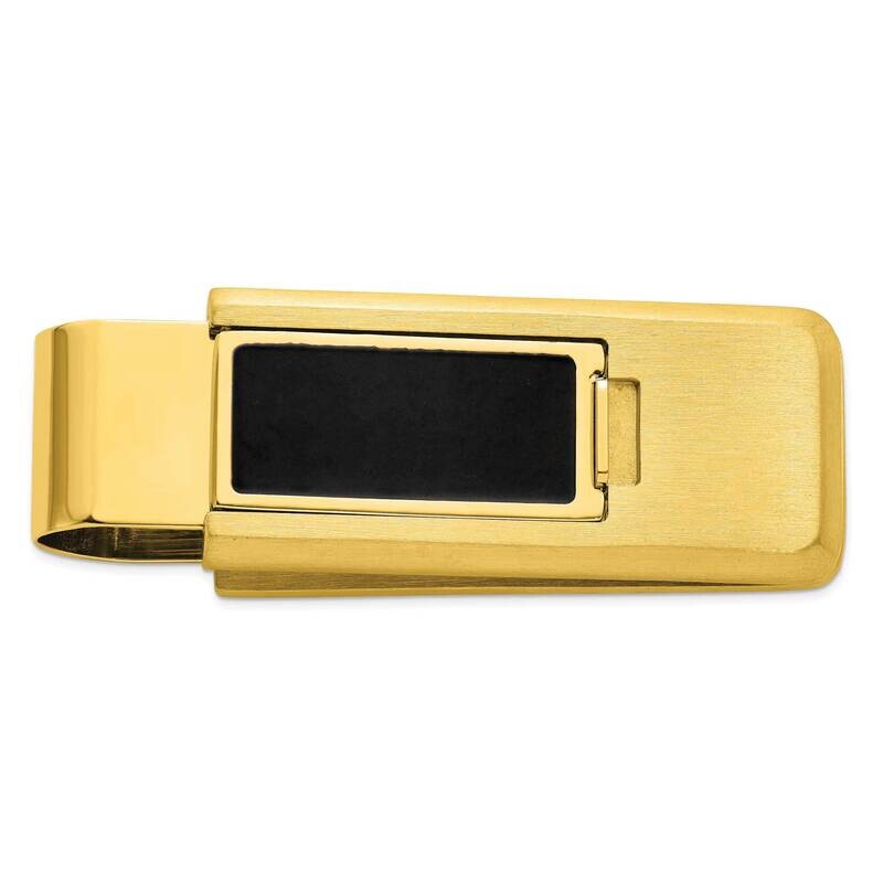 Yellow Ip with Black Resin Flip Money Clip Stainless Steel KW774