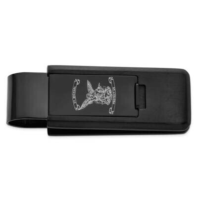 Black Ip Lasered St. Michael Flip Money Clip Stainless Steel KW767, MPN: KW767,