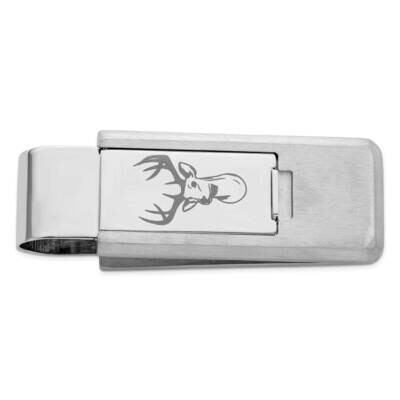 Lasered Buck Head Flip Money Clip Stainless Steel KW770, MPN: KW770,