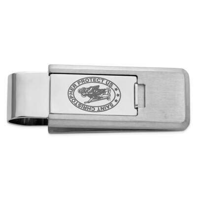Lasered St.Christopher Flip Money Clip Stainless Steel KW766, MPN: KW766,