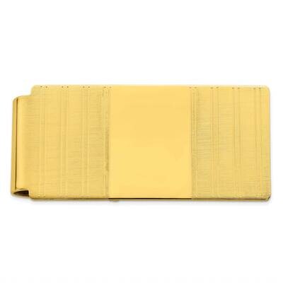 Gold-Plated Kelly Waters Hinged Engravable Grooved Money Clip KW753, MPN: KW753,
