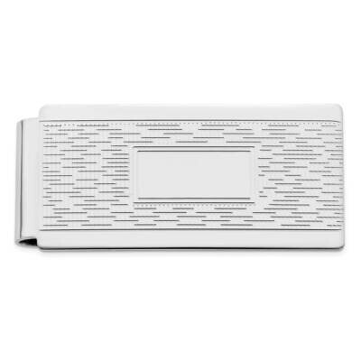 Rhodium-Plated Kelly Waters Hinged Engravable Patterned Money Clip KW750, MPN: KW750,