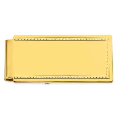 Gold-Plated Kelly Waters Hinged Engravable Rope Edge Money Clip KW745, MPN: KW745,