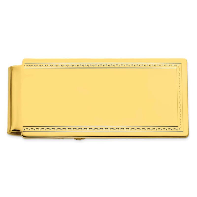 Gold-Plated Kelly Waters Hinged Engravable Rope Edge Money Clip KW745