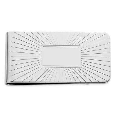 Rhodium-Plated Kelly Waters Engravable Grooved Starburst Money Clip KW744, MPN: KW744,