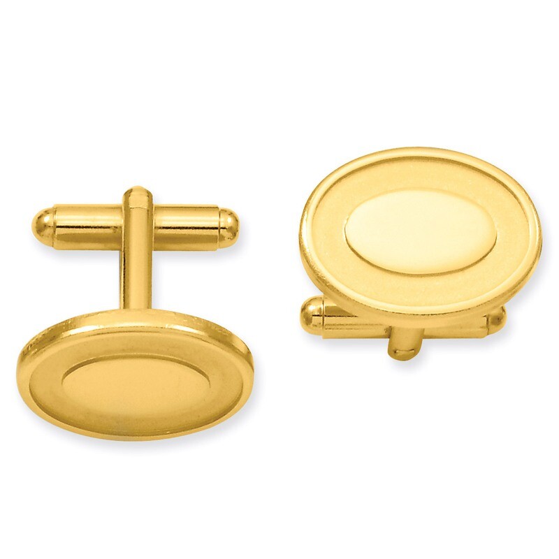 Kelly Waters Oval with Engravable Area Cufflinks Gold-plated KW608