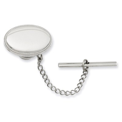 Kelly Waters Oval Beaded Tie Tack Rhodium-plated KW604, MPN: KW604, 196904090350