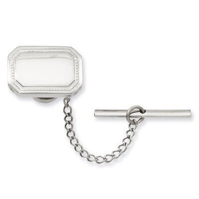 Kelly Waters Rectangle Tie Tack Rhodium-plated Polished KW601, MPN: KW601, 191101076589