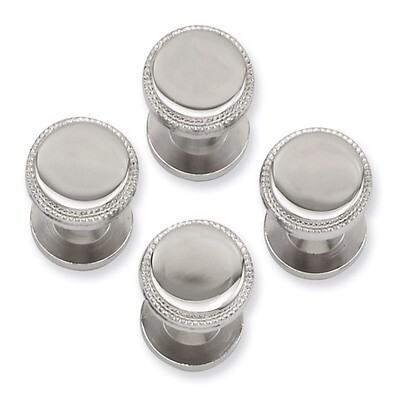 Kelly Waters Four Piece Polished Beaded Tuxedo Studs Rhodium-plated KW587, MPN: KW587, 196904087190
