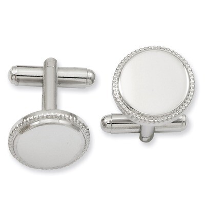 Kelly Waters Beaded Round Cufflinks Rhodium-plated Polished KW586, MPN: KW586, 886774644738