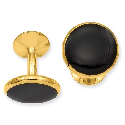 Kelly Waters Round Black Epoxy Cufflinks Gold-plated KW582, MPN: KW582, 886774644714