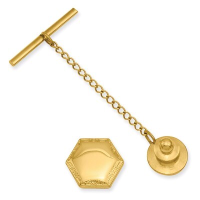 Kelly Waters Hexagon Tie Tack Gold-plated KW577, MPN: KW577, 196904090367