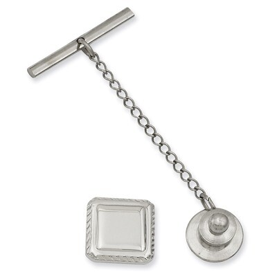 Kelly Waters Square Tie Tack Rhodium-plated KW576, MPN: KW576, 191101076558