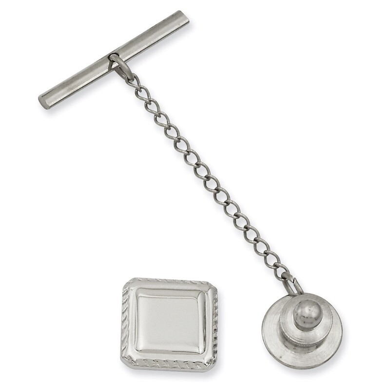 Kelly Waters Square Tie Tack Rhodium-plated KW576