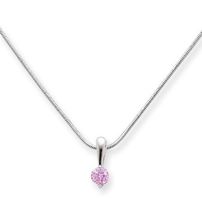 Kelly Waters Pink Diamond Drop Necklace 18 Inch Rhodium-plated KW159-18, MPN: KW159-18,