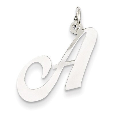 Medium Fancy Script Initial A Charm 14k White Gold YC653A, MPN: YC653A, 883957029955