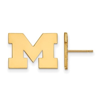 Michigan University of Small Post Earrings Gold-plated Sterling Silver GP009UM, MPN: GP009UM, 88677…