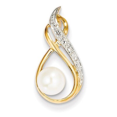 Diamond and 6-7mm Round Cultured Pearl Pendant 14k Gold XP4157, MPN: XP4157, 883957383484