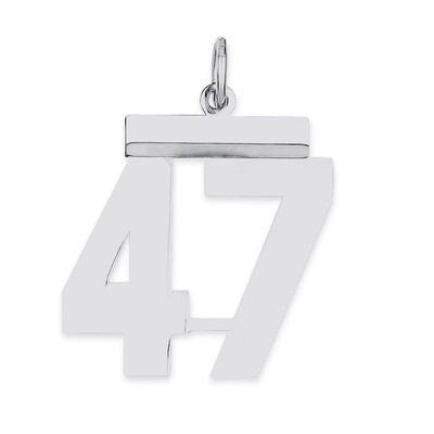 Pendant Number 47 Polished Sterling Silver Medium QMS47, MPN: QMS47, 191101278198