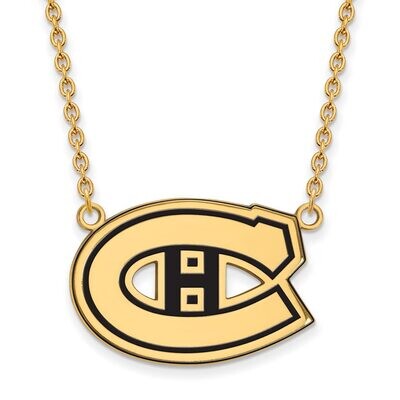 Montreal Canadiens Large Enamel Pendant with Chain Necklace Gold-plated Silver GP020CAN-18, MPN: GP…
