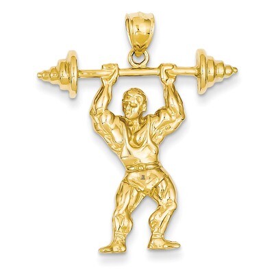 Bodybuilder with Weights Pendant 14k Gold C3565, MPN: C3565, 637218041121