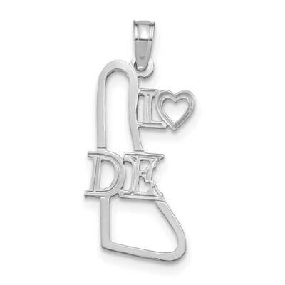 Delaware State Pendant 14k White Gold Solid D1155W, MPN: D1155W,