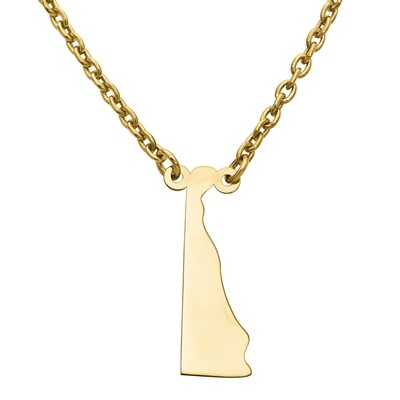 Delaware State Pendant Necklace with Chain 14k Yellow Gold Engravable XNA706Y-DE, MPN: XNA706Y-DE, …