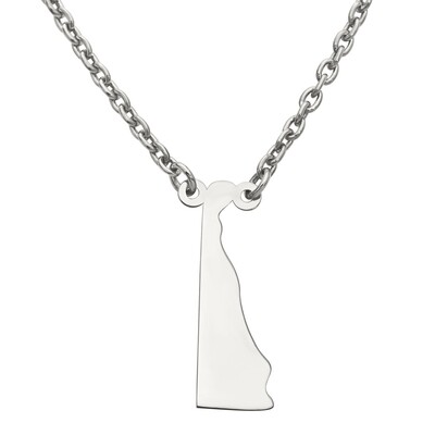Delaware State Pendant Necklace with Chain 14k White Gold Engravable XNA706W-DE, MPN: XNA706W-DE, 8…