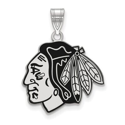 Chicago Blackhawks Large Enamel Pendant Sterling Silver SS029BLA, MPN: SS029BLA, 886774748177
