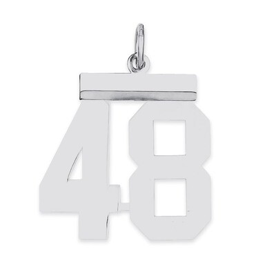 Pendant Number 48 Polished Sterling Silver Medium QMS48, MPN: QMS48, 191101278204