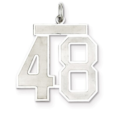 Pendant Number 48 Satin Sterling Silver Large QPP48, MPN: QPP48, 191101281877