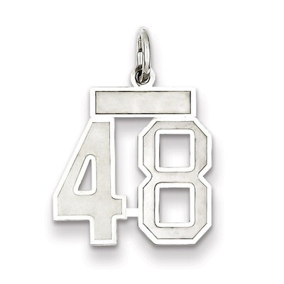 Charm Number 48 Satin Sterling Silver Small QPS48, MPN: QPS48, 191101282775