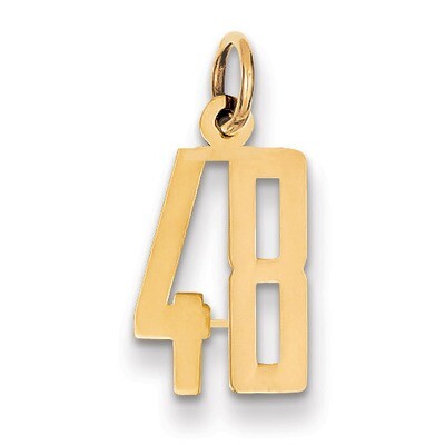 Number 48 Charm 14k Gold Small Polished Elongated LES48, MPN: LES48, 883957724928