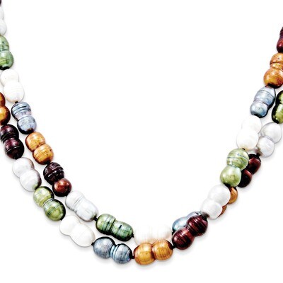 Multi-Color 9.5-10mm Twin FW Cultured Pearl Neck Sterling Silver QH2973-48