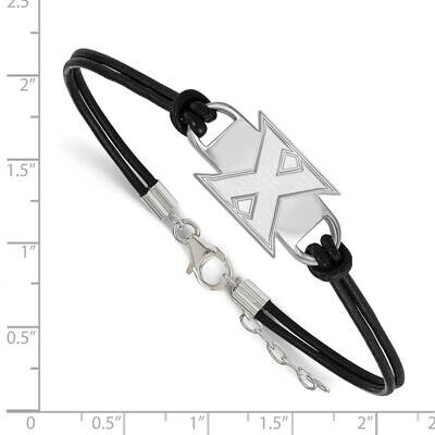 Xavier University Black Leather Bracelet Sterling Silver Rhodium-plated SS013XU-7, MPN: SS013XU-7, …