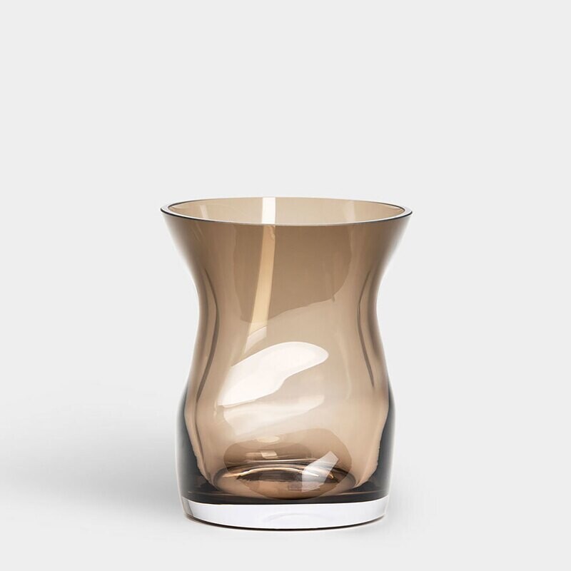 Orrefors Crystal Squeeze Vase Smokey Brown Tulip 6562031