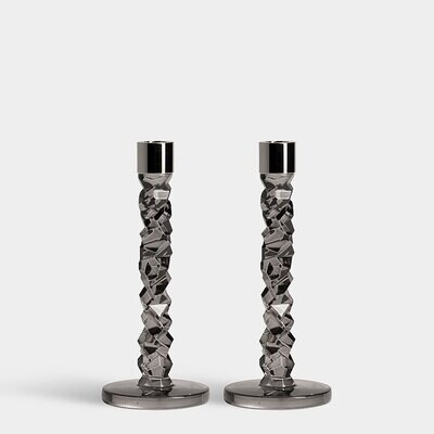 Orrefors Crystal Carat Graphite Candlestick Medium 2-Pack 6590170, MPN: 6590170, 7321646073689