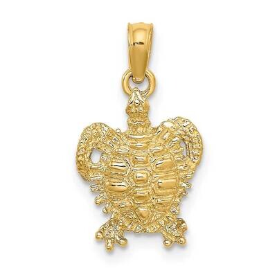 Sea Turtle with Spiny Shell Charm 14k Gold 2-D K7648, MPN: K7648, 637218012022