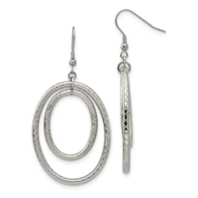 Textured Shepherd Hook Earrings Stainless Steel Polished SRE988 by Chisel, MPN: SRE988, 191101645372