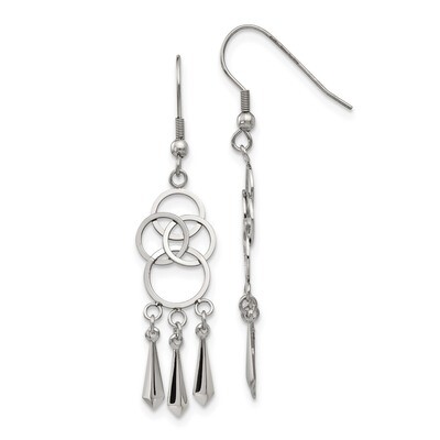 Dangle Shepherd Hook Earrings Stainless Steel Polished SRE953 by Chisel, MPN: SRE953, 191101647673