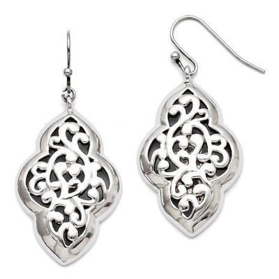 Shepherd Hook Dangle Polished Earrings - Stainless Steel SRE715 by Chisel, MPN: SRE715, 886774262543