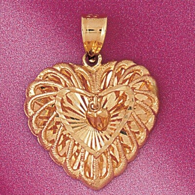 Dazzlers Jewelry Heart Pendant Necklace Charm Bracelet in Yellow, White or Rose Gold 3786, MPN: DZ-…