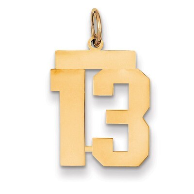 Number 13 Charm 14k Gold Medium Polished LM13, MPN: LM13, 883957219295
