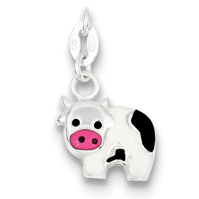 Enameled Cow Charm Sterling Silver QC6234, MPN: QC6234, 883957580654