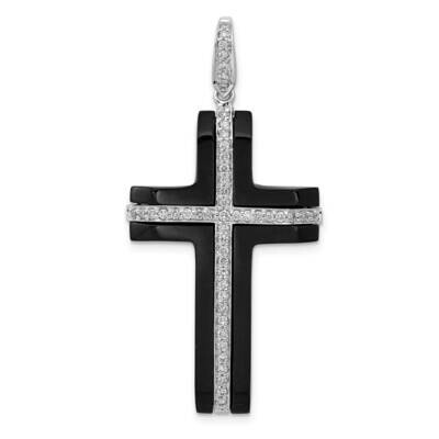 1/4Ct. Diamond &amp; Onyx Cross Pendant 14k White Gold PM5137-OX-025-WA, MPN: PM5137-OX-025-WA, 1911015…