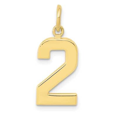 Polished Number 2 Charm 10k Gold Casted Medium 10MP02, MPN: 10MP02,