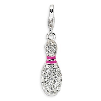 3-D Enameled Bowling Pin Charm Sterling Silver QCC314 by Amore La Vita, MPN: QCC314, 883957332710