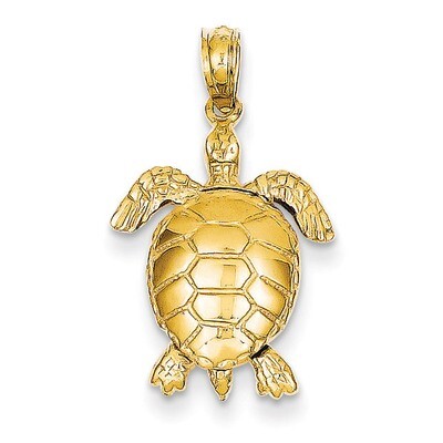 3-Dimensional Moveable Turtle Pendant 14k Gold Solid Polished C2545, MPN: C2545, 637218069620
