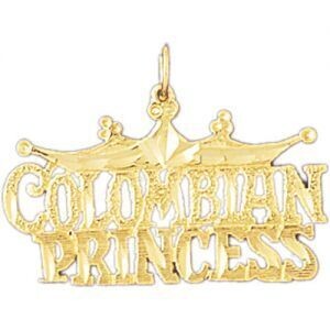 Dazzlers Jewelry Colombian Princess Pendant Necklace Charm Bracelet in Yellow, White or Rose Gold 1…