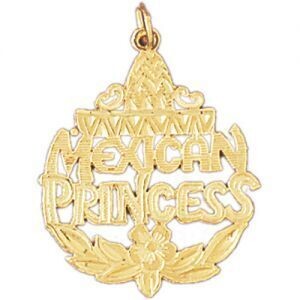 Dazzlers Jewelry Mexican Princess Pendant Necklace Charm Bracelet in Yellow, White or Rose Gold 104…